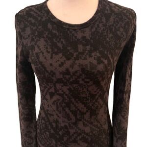 Cuddl Duds Black/ Grey Fitted Long Sleeve Blouse